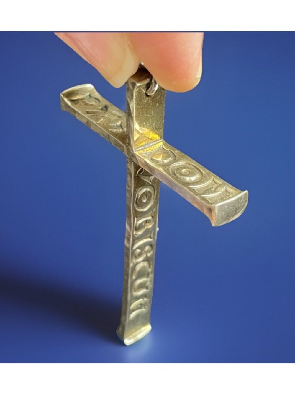 Vtg Cross Pendant Signed PMM Pax Dom Vobiscum Means Peace Of The Lord With You